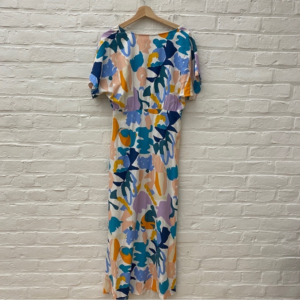 Anthropologie ||‎ Traffic People Abstract Printed V-Neck Midi Dress Small - Picture 5 of 9